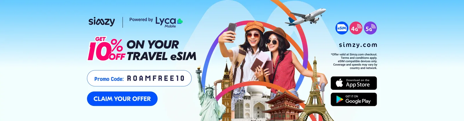 GET 10% OFF ON YOUR TRAVEL eSIM