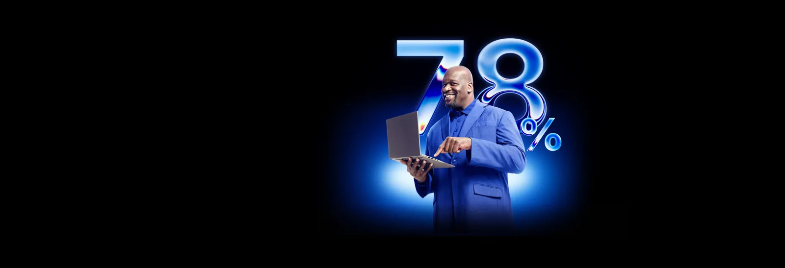Shaquille O’Neal with a laptop, promoting NordVPN’s Black Friday deal.